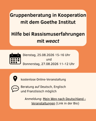 Hilfe bei Rassismuserfahrungen mit weact